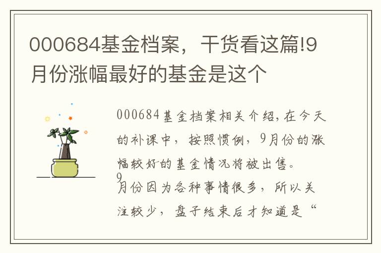 000684基金檔案，干貨看這篇!9月份漲幅最好的基金是這個(gè)