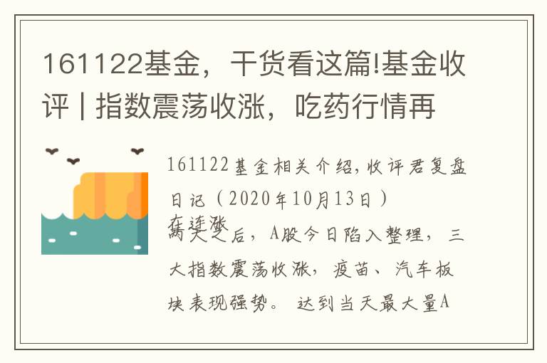 161122基金，干貨看這篇!基金收評 | 指數(shù)震蕩收漲，吃藥行情再起！公募掘金結(jié)構(gòu)性機(jī)會