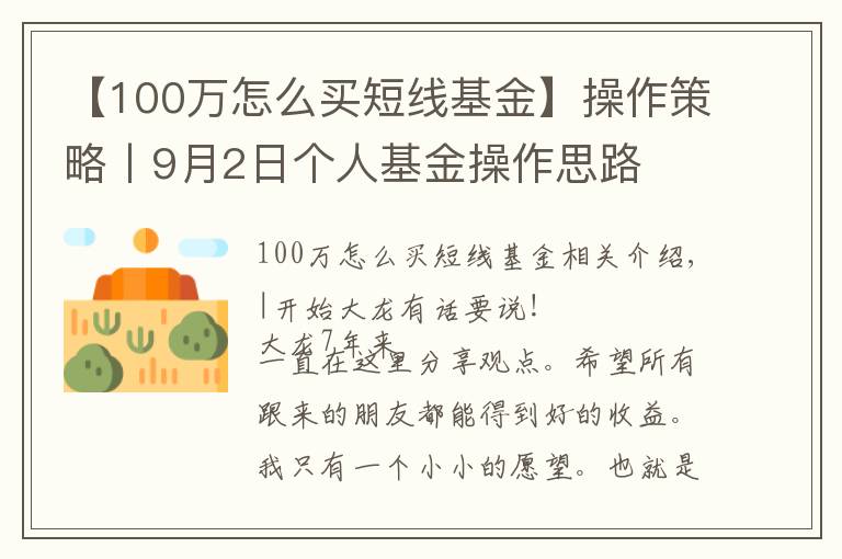 【100萬怎么買短線基金】操作策略丨9月2日個(gè)人基金操作思路