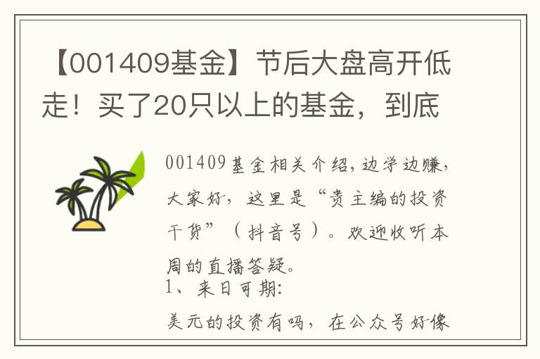 【001409基金】節(jié)后大盤高開低走！買了20只以上的基金，到底要怎么精簡？