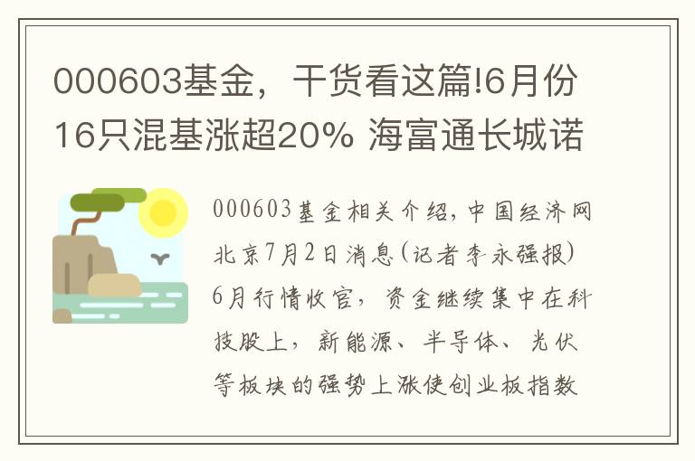 000603基金，干貨看這篇!6月份16只混基漲超20% 海富通長(zhǎng)城諾安基金等領(lǐng)漲