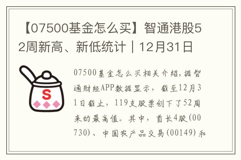 【07500基金怎么買】智通港股52周新高、新低統(tǒng)計｜12月31日