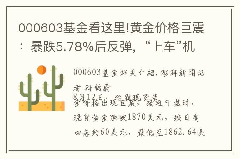 000603基金看這里!黃金價(jià)格巨震：暴跌5.78%后反彈，“上車”機(jī)會(huì)又來(lái)了？