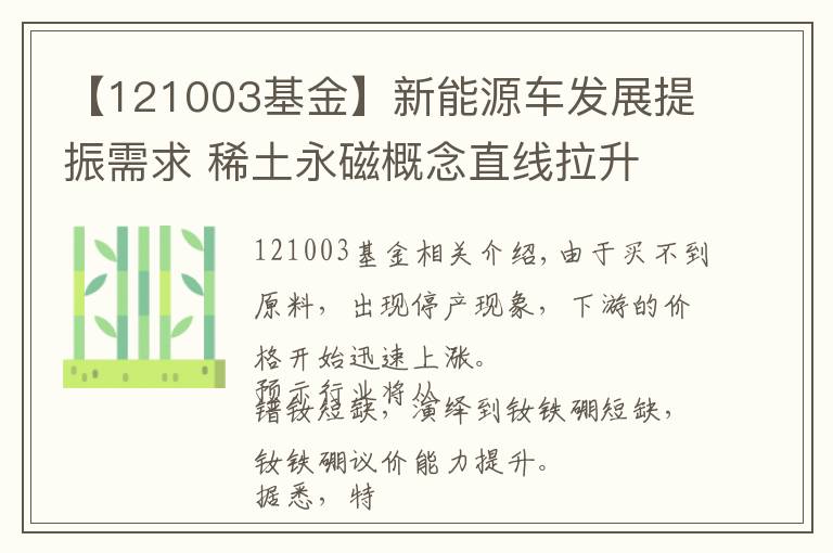 【121003基金】新能源車發(fā)展提振需求 稀土永磁概念直線拉升