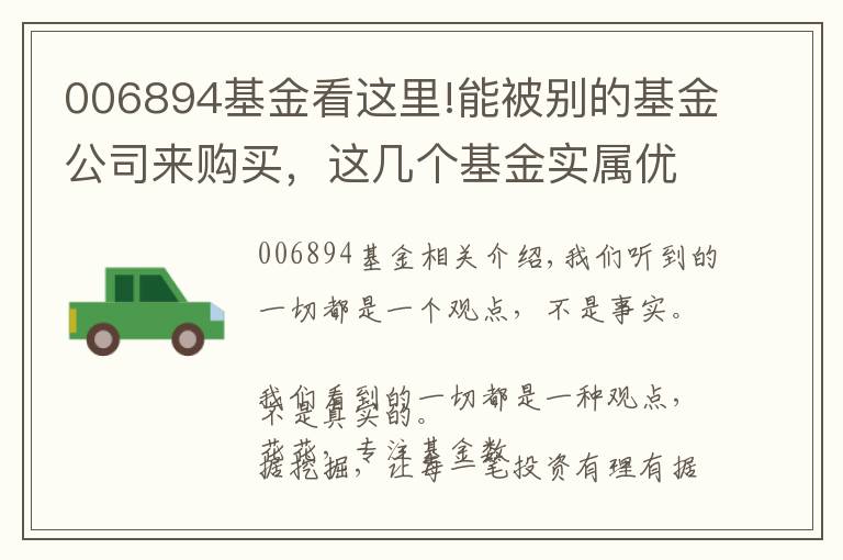 006894基金看這里!能被別的基金公司來購買，這幾個基金實屬優(yōu)秀?。麊蜭ist）