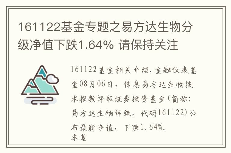 161122基金專題之易方達(dá)生物分級(jí)凈值下跌1.64% 請(qǐng)保持關(guān)注