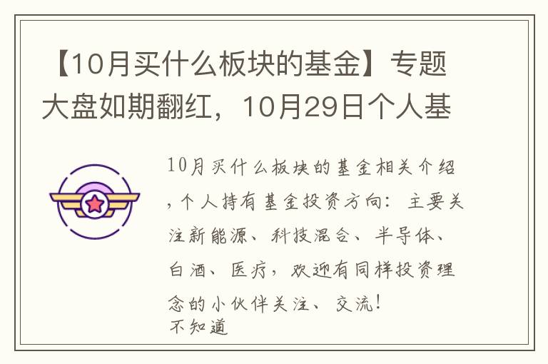 【10月買什么板塊的基金】專題大盤如期翻紅，10月29日個人基金分享