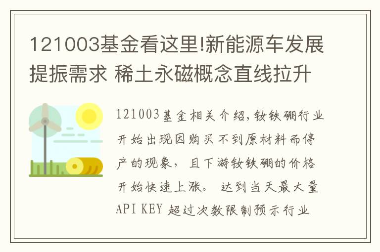 121003基金看這里!新能源車發(fā)展提振需求 稀土永磁概念直線拉升