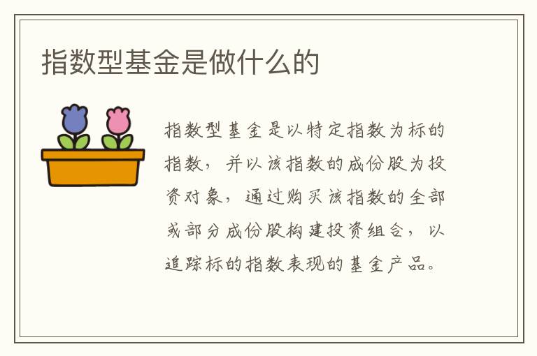 指數(shù)型基金是做什么的