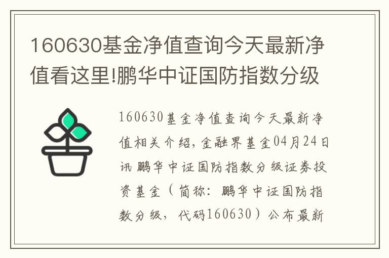 160630基金凈值查詢今天最新凈值看這里!鵬華中證國防指數(shù)分級(jí)凈值下跌2.49% 請保持關(guān)注