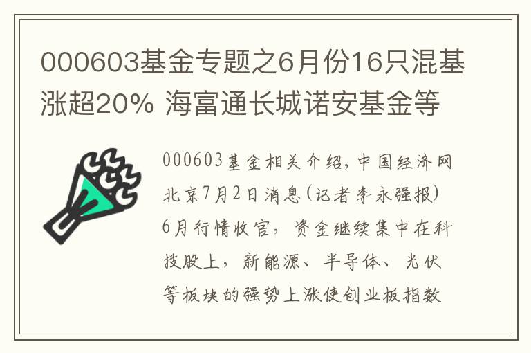 000603基金專題之6月份16只混基漲超20% 海富通長城諾安基金等領(lǐng)漲