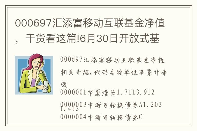 000697匯添富移動(dòng)互聯(lián)基金凈值，干貨看這篇!6月30日開放式基金資產(chǎn)凈值日報(bào)表