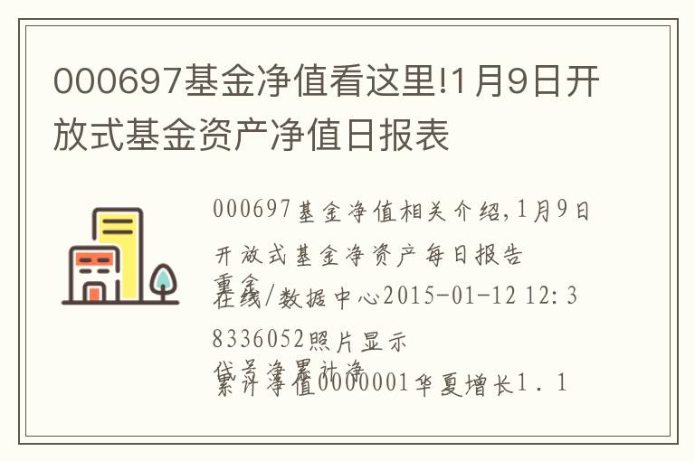 000697基金凈值看這里!1月9日開放式基金資產(chǎn)凈值日報(bào)表