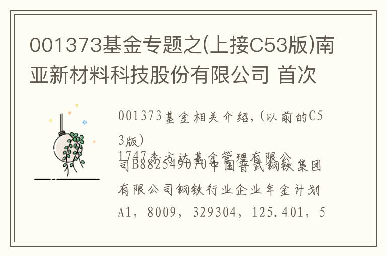 001373基金專題之(上接C53版)南亞新材料科技股份有限公司 首次公開發(fā)行股票并在科創(chuàng)板上市網(wǎng)下初步配售結(jié)果及網(wǎng)上中簽結(jié)果公告(下轉(zhuǎn)C55版)