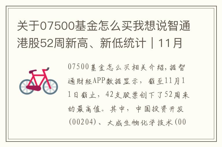 關(guān)于07500基金怎么買我想說智通港股52周新高、新低統(tǒng)計(jì)｜11月11日