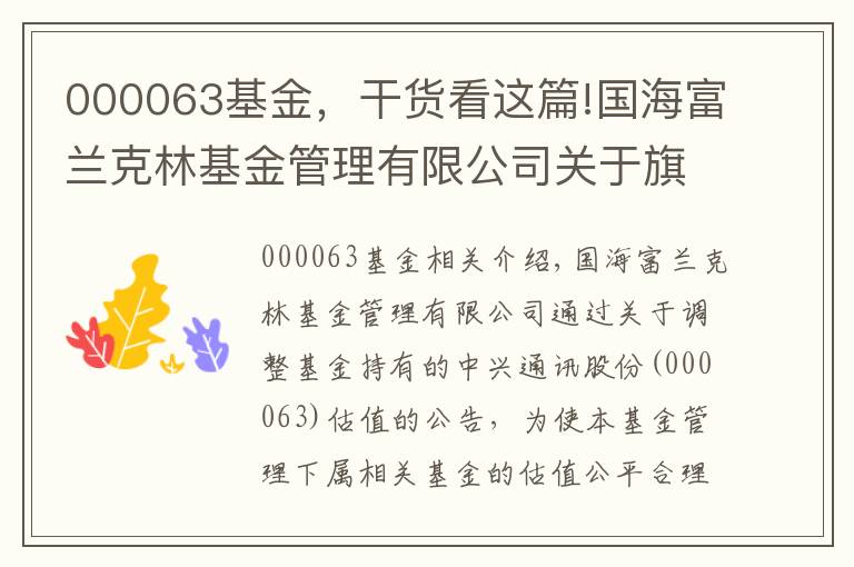 000063基金，干貨看這篇!國海富蘭克林基金管理有限公司關(guān)于旗下基金所持中興通訊股票（000063）估值調(diào)整的公告