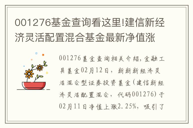 001276基金查詢看這里!建信新經(jīng)濟靈活配置混合基金最新凈值漲幅達2.25%