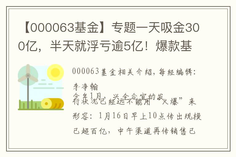 【000063基金】專題一天吸金300億，半天就浮虧逾5億！爆款基金盤中跌停，9萬(wàn)人被套