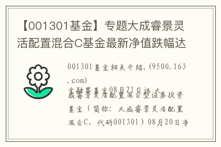 【001301基金】專題大成睿景靈活配置混合C基金最新凈值跌幅達(dá)1.65%