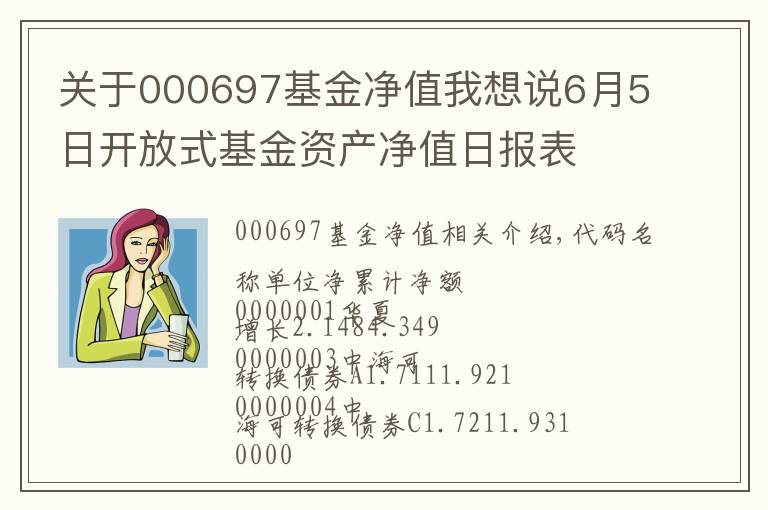 關于000697基金凈值我想說6月5日開放式基金資產(chǎn)凈值日報表