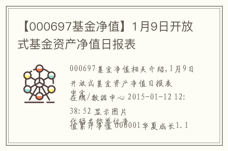 【000697基金凈值】1月9日開放式基金資產(chǎn)凈值日報(bào)表