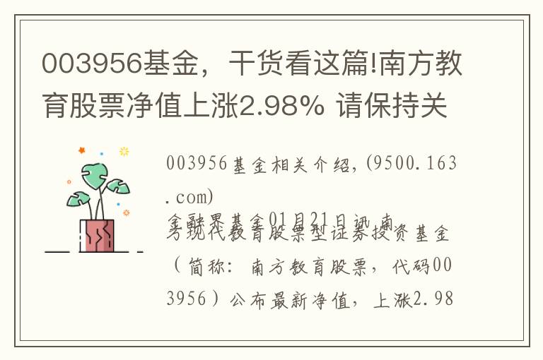 003956基金，干貨看這篇!南方教育股票凈值上漲2.98% 請保持關(guān)注