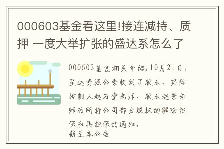 000603基金看這里!接連減持、質(zhì)押 一度大舉擴(kuò)張的盛達(dá)系怎么了？