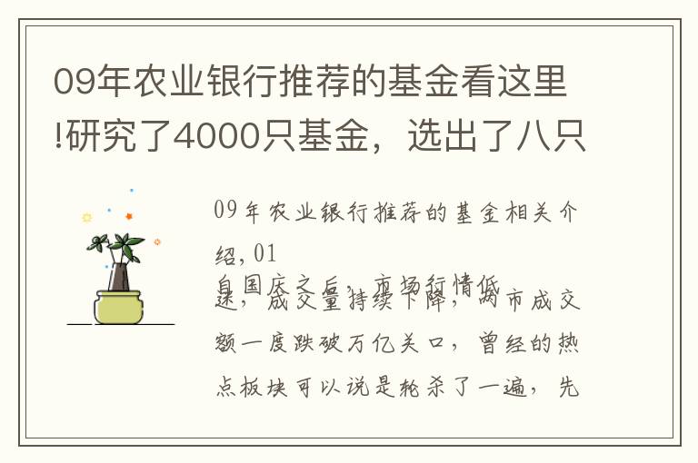 09年農(nóng)業(yè)銀行推薦的基金看這里!研究了4000只基金，選出了八只既抗跌又能漲的寶藏基金...