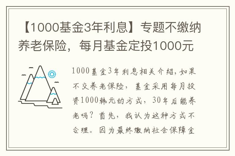 【1000基金3年利息】專題不繳納養(yǎng)老保險(xiǎn)，每月基金定投1000元，堅(jiān)持30年能養(yǎng)老嗎？