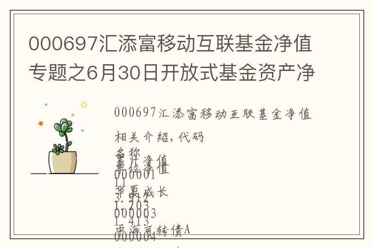 000697匯添富移動互聯(lián)基金凈值專題之6月30日開放式基金資產(chǎn)凈值日報表