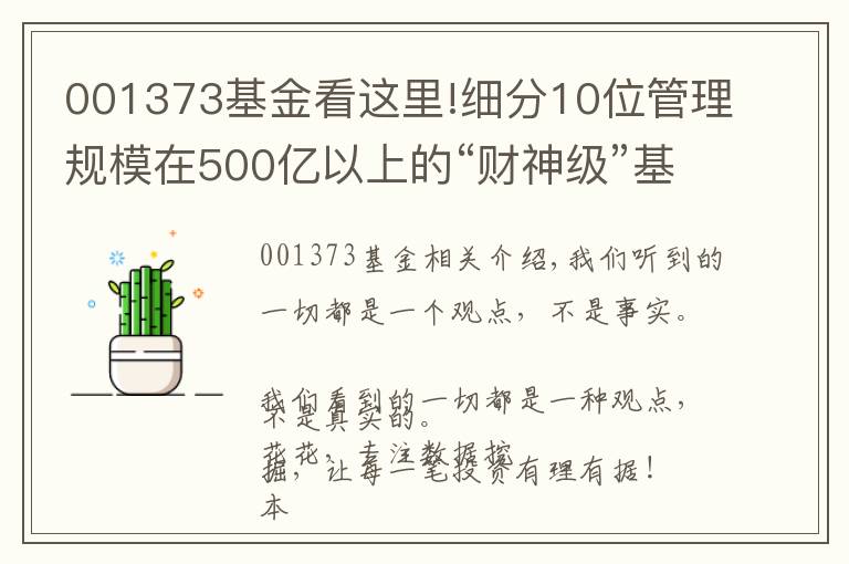 001373基金看這里!細(xì)分10位管理規(guī)模在500億以上的“財(cái)神級(jí)”基金經(jīng)理