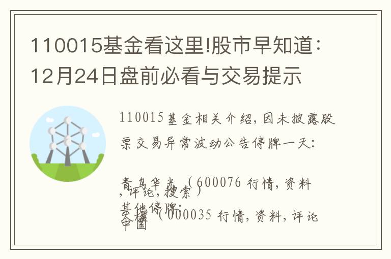 110015基金看這里!股市早知道：12月24日盤前必看與交易提示