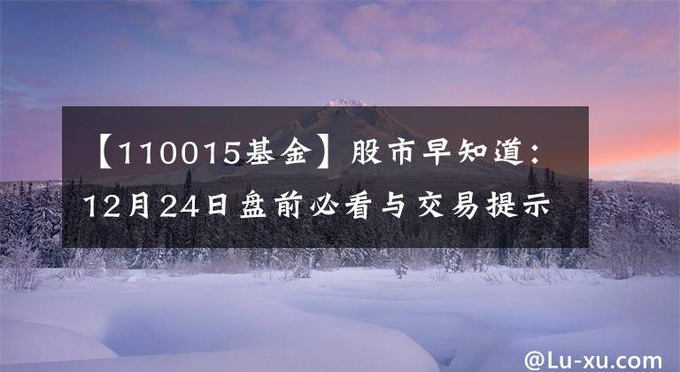 【110015基金】股市早知道：12月24日盤前必看與交易提示