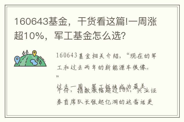 160643基金，干貨看這篇!一周漲超10%，軍工基金怎么選？