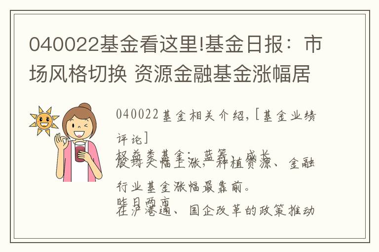 040022基金看這里!基金日報(bào)：市場風(fēng)格切換 資源金融基金漲幅居前