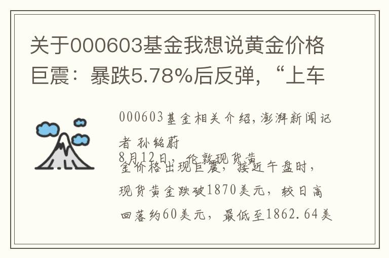 關于000603基金我想說黃金價格巨震：暴跌5.78%后反彈，“上車”機會又來了？