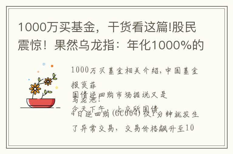 1000萬買基金，干貨看這篇!股民震驚！果然烏龍指：年化1000%的收益，還成交了340萬