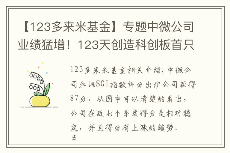 【123多來(lái)米基金】專題中微公司業(yè)績(jī)猛增！123天創(chuàng)造科創(chuàng)板首只市值千億股，大基金25億入局！SGI評(píng)分87