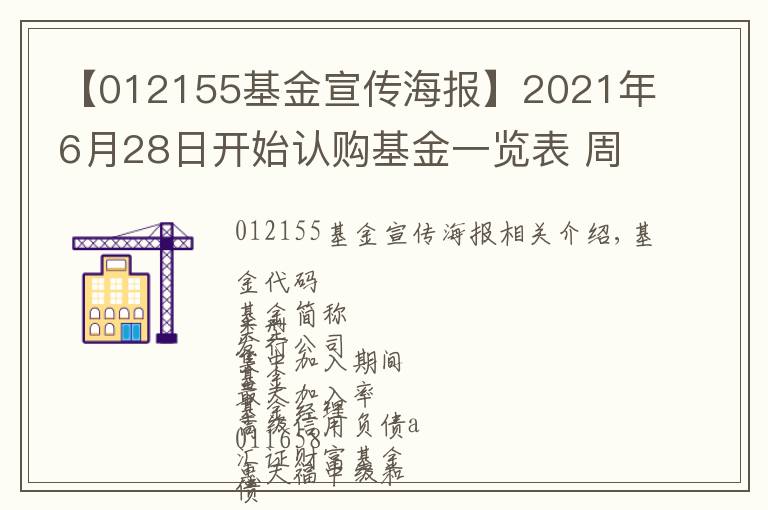 【012155基金宣傳海報】2021年6月28日開始認(rèn)購基金一覽表 周一開始認(rèn)購基金一覽表