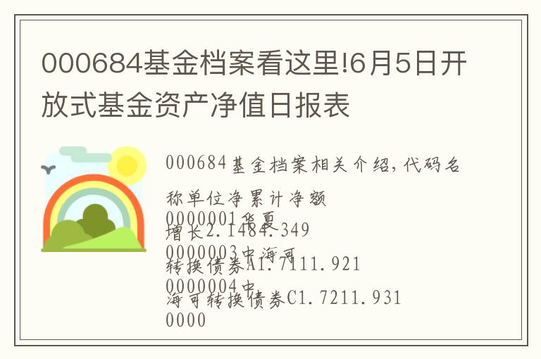 000684基金檔案看這里!6月5日開放式基金資產(chǎn)凈值日?qǐng)?bào)表