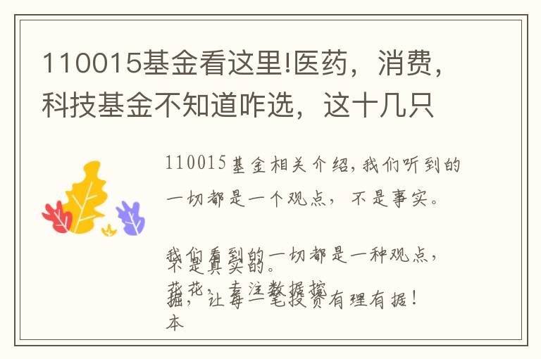 110015基金看這里!醫(yī)藥，消費，科技基金不知道咋選，這十幾只行業(yè)基金分析參考下