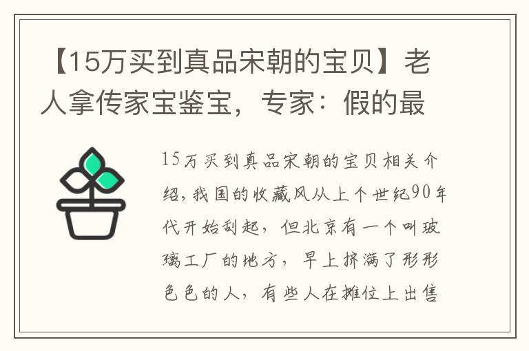 【15萬買到真品宋朝的寶貝】老人拿傳家寶鑒寶，專家：假的最多一萬，博物館：我出1800萬