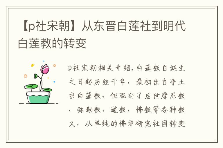 【p社宋朝】從東晉白蓮社到明代白蓮教的轉(zhuǎn)變