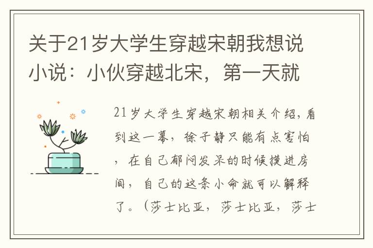 關(guān)于21歲大學(xué)生穿越宋朝我想說小說：小伙穿越北宋，第一天就被人綁架，原因竟是他長得太好看了