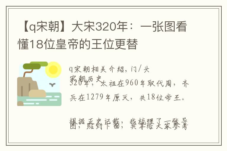 【q宋朝】大宋320年：一張圖看懂18位皇帝的王位更替