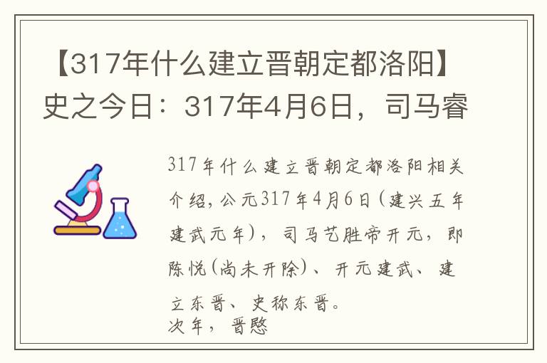 【317年什么建立晉朝定都洛陽】史之今日：317年4月6日，司馬睿建立東晉，“王與馬，共天下”