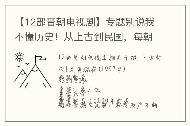 【12部晉朝電視劇】專題別說我不懂歷史！從上古到民國，每朝每代一部必看歷史劇