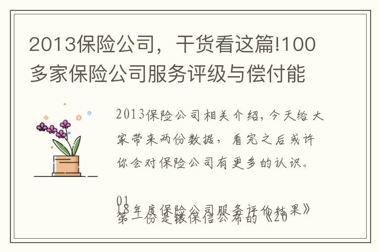 2013保險公司，干貨看這篇!100多家保險公司服務(wù)評級與償付能力排名