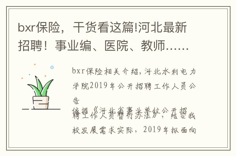 bxr保險，干貨看這篇!河北最新招聘！事業(yè)編、醫(yī)院、教師……都是好單位！