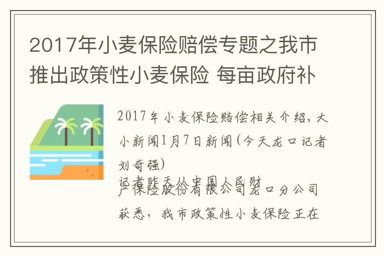 2017年小麥保險賠償專題之我市推出政策性小麥保險 每畝政府補(bǔ)貼14.4元